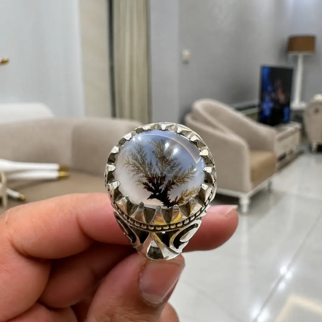 انگشتر شجر تک درختی سنگ طبیعی